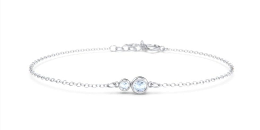 Two Stone Round Cut Moissanite Bracelet For Her