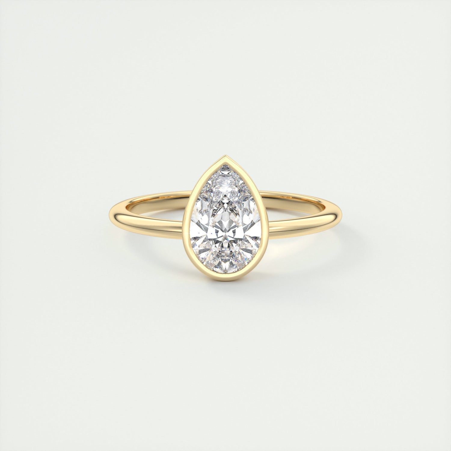 Bezel Pear Cut Solitaire Moissanite Engagement Ring