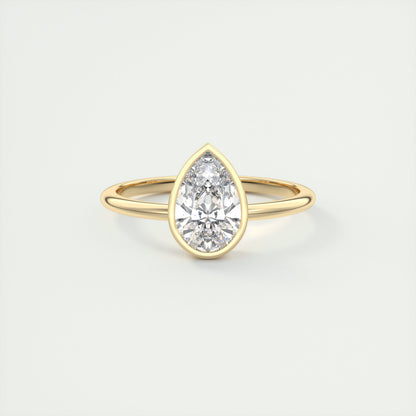 Bezel Pear Cut Solitaire Moissanite Engagement Ring