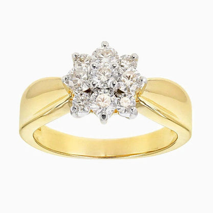 Round Moissanite Flower Shaped Engagement Ring