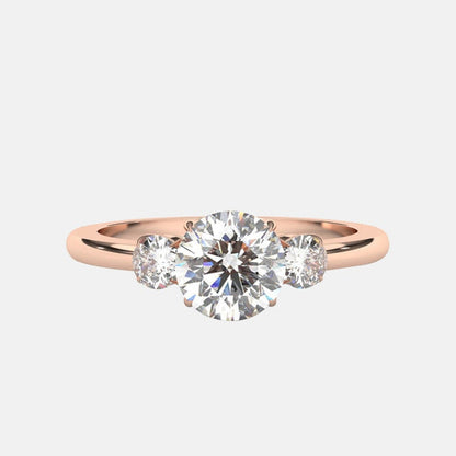 Round Cut Three Stone Moissanite Engagement Ring