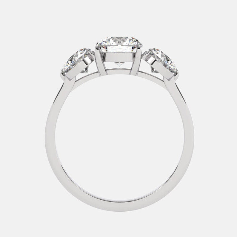 Round Cut Three Stone Moissanite Engagement Ring