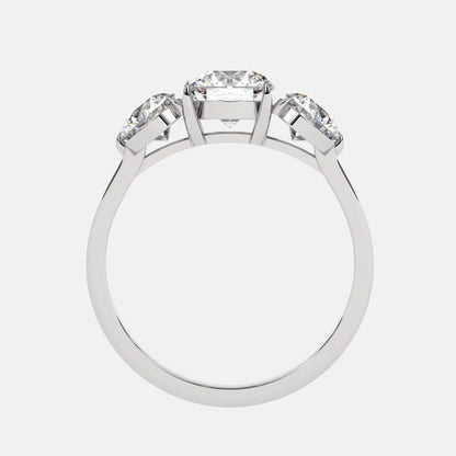 Round Cut Three Stone Moissanite Engagement Ring