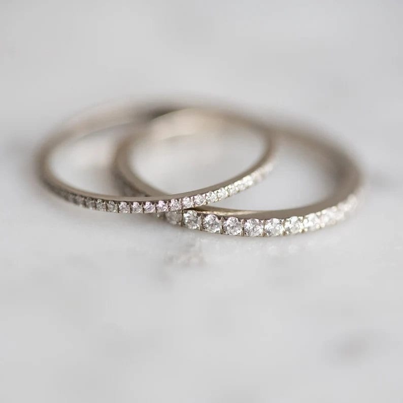 1 MM Dainty Moissanite Thin Wedding Band