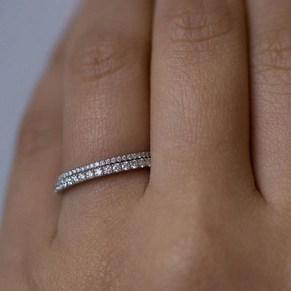 1 MM Dainty Moissanite Thin Wedding Band