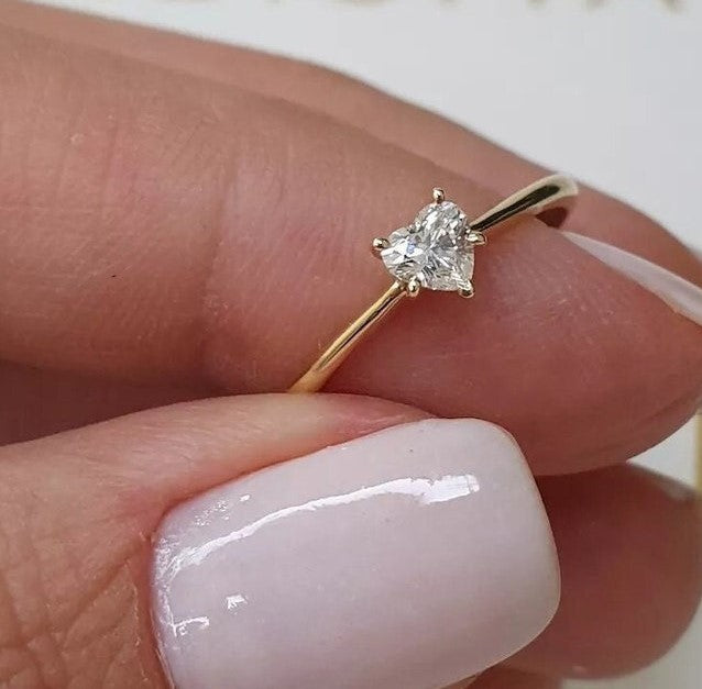 Unique Heart Cut Solitaire Engagement Ring