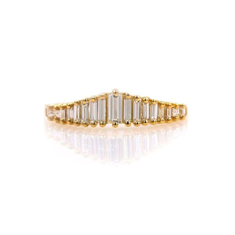 Baguette Cut Diamond Wedding Band In Solid Gold