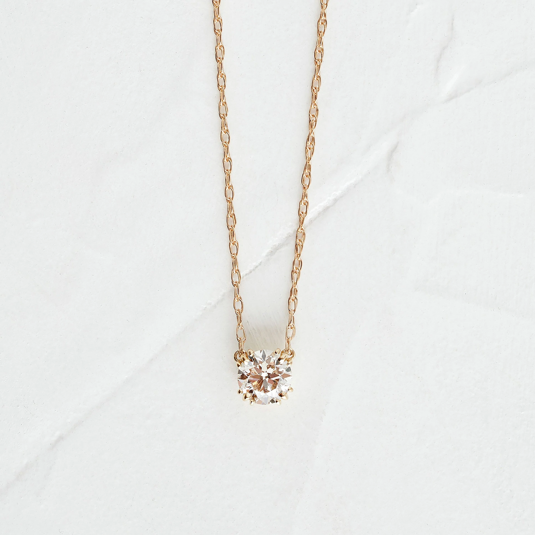 Solitaire Round Cut Moissanite Gold Necklace