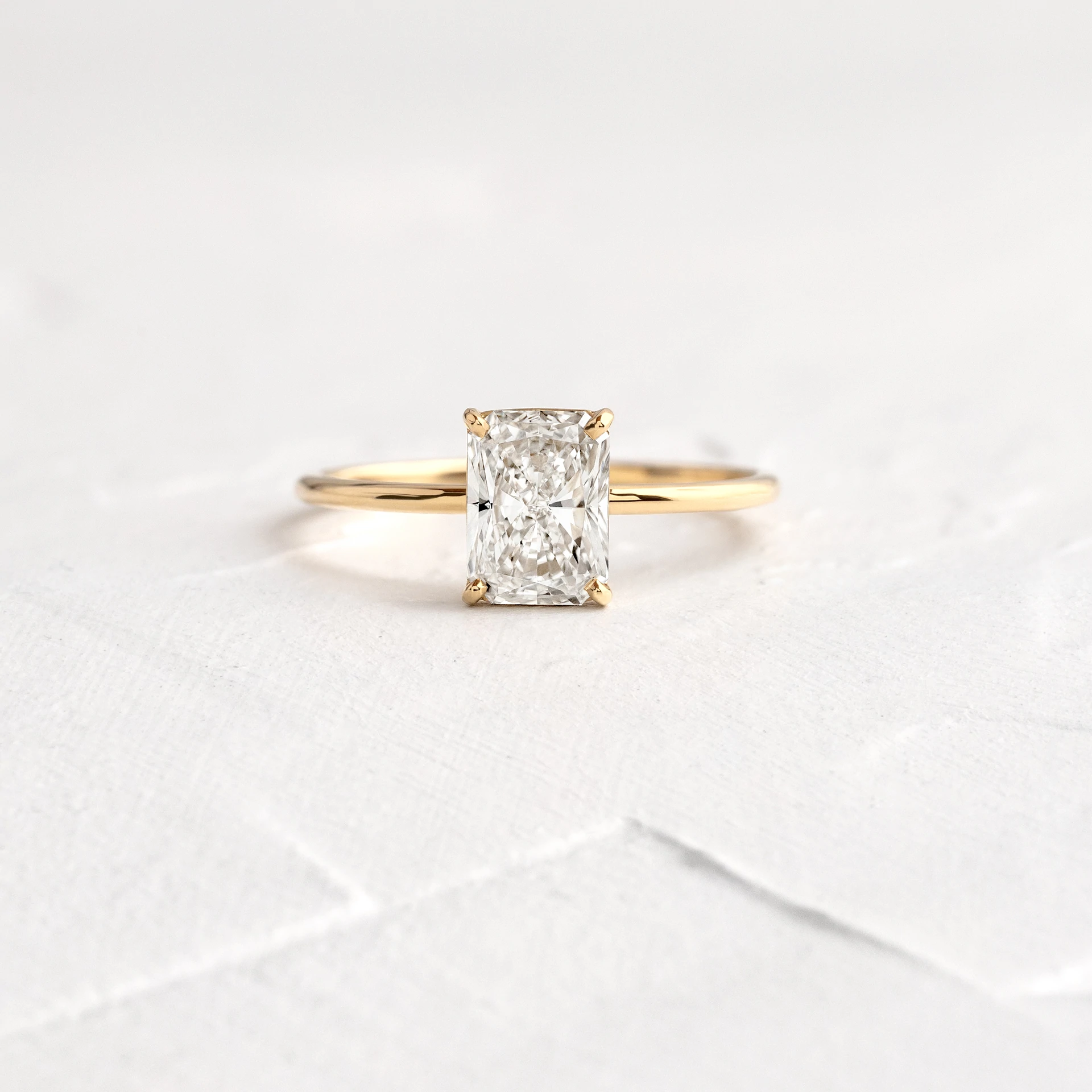 Radiant Cut Solitaire Moissanite Engagement Ring