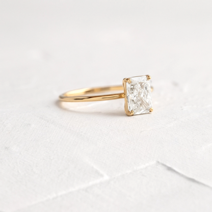 Radiant Cut Solitaire Moissanite Engagement Ring