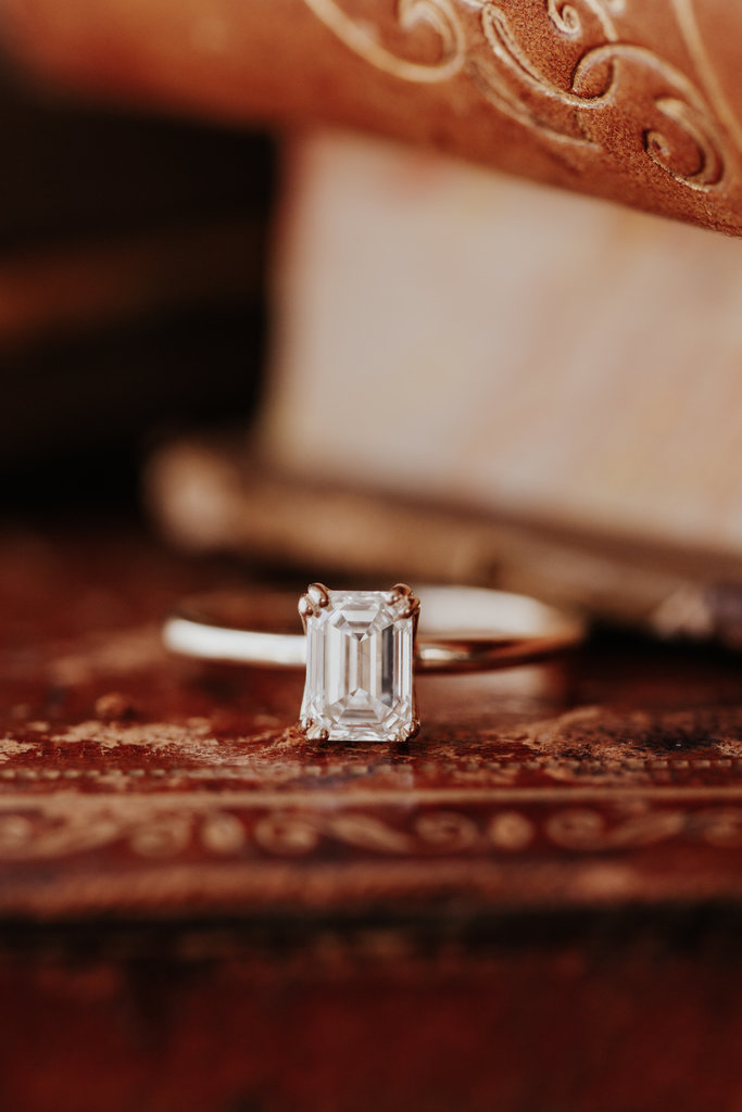 Minimalistic Emerald Cut Solitaire Moissanite Promise Ring