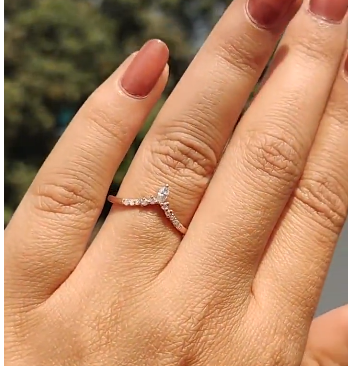Tiara Marquise &amp; Round Moissanite Curvy Half Eternity Wedding Band