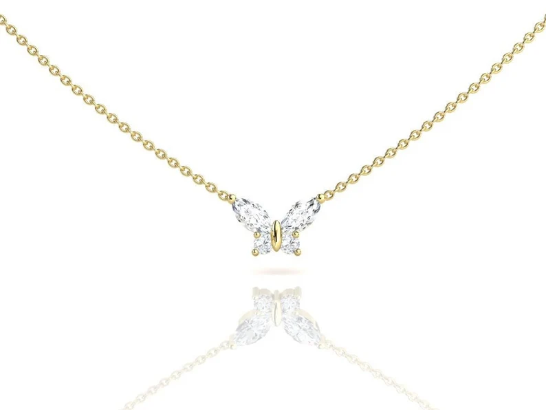 Dainty Butterfly Daily Wear Moissanite Necklace