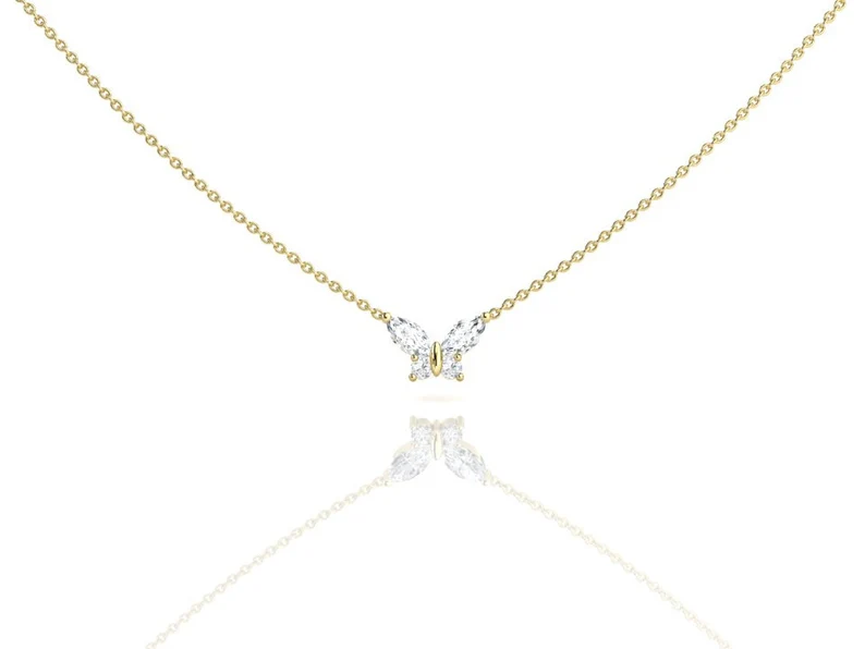 Dainty Butterfly Daily Wear Moissanite Necklace