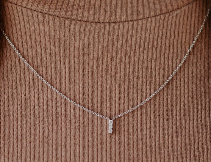 Trendy Round Cut Moissanite Bar Bridal Necklace