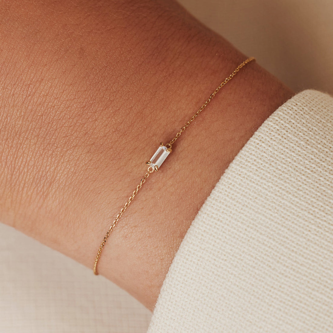 Delicate Baguette Cut Moissanite Bracelet